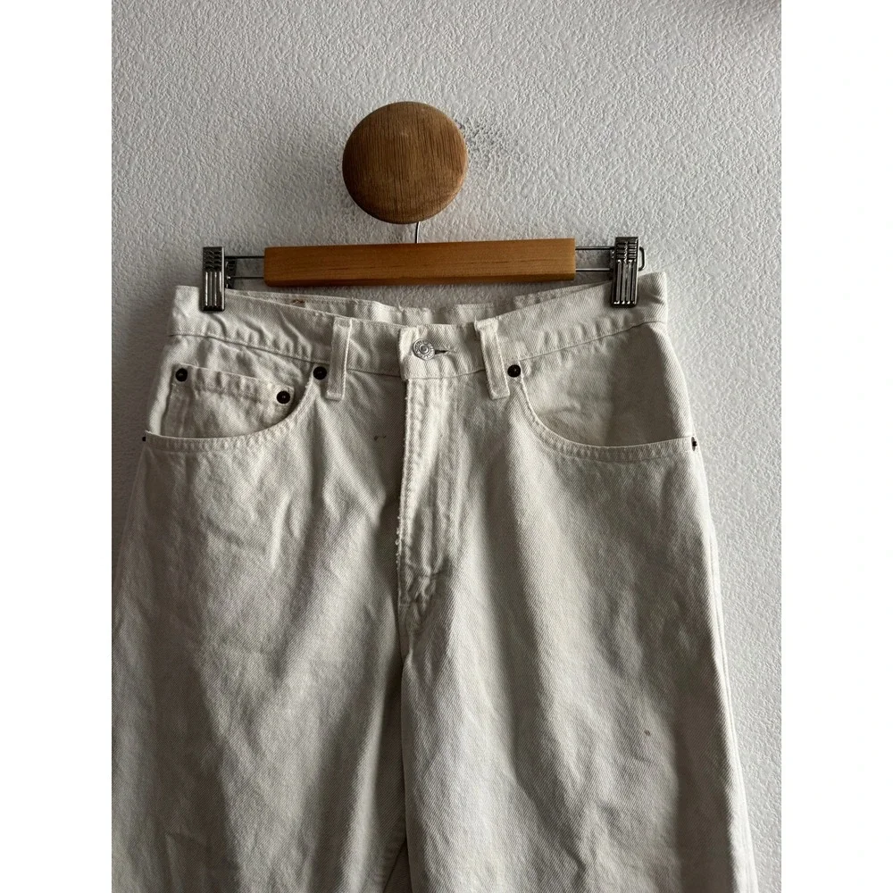 Vintage Levis 550 Relaxed Fit Tapered Leg White Jeans Made in USA W31 L30
